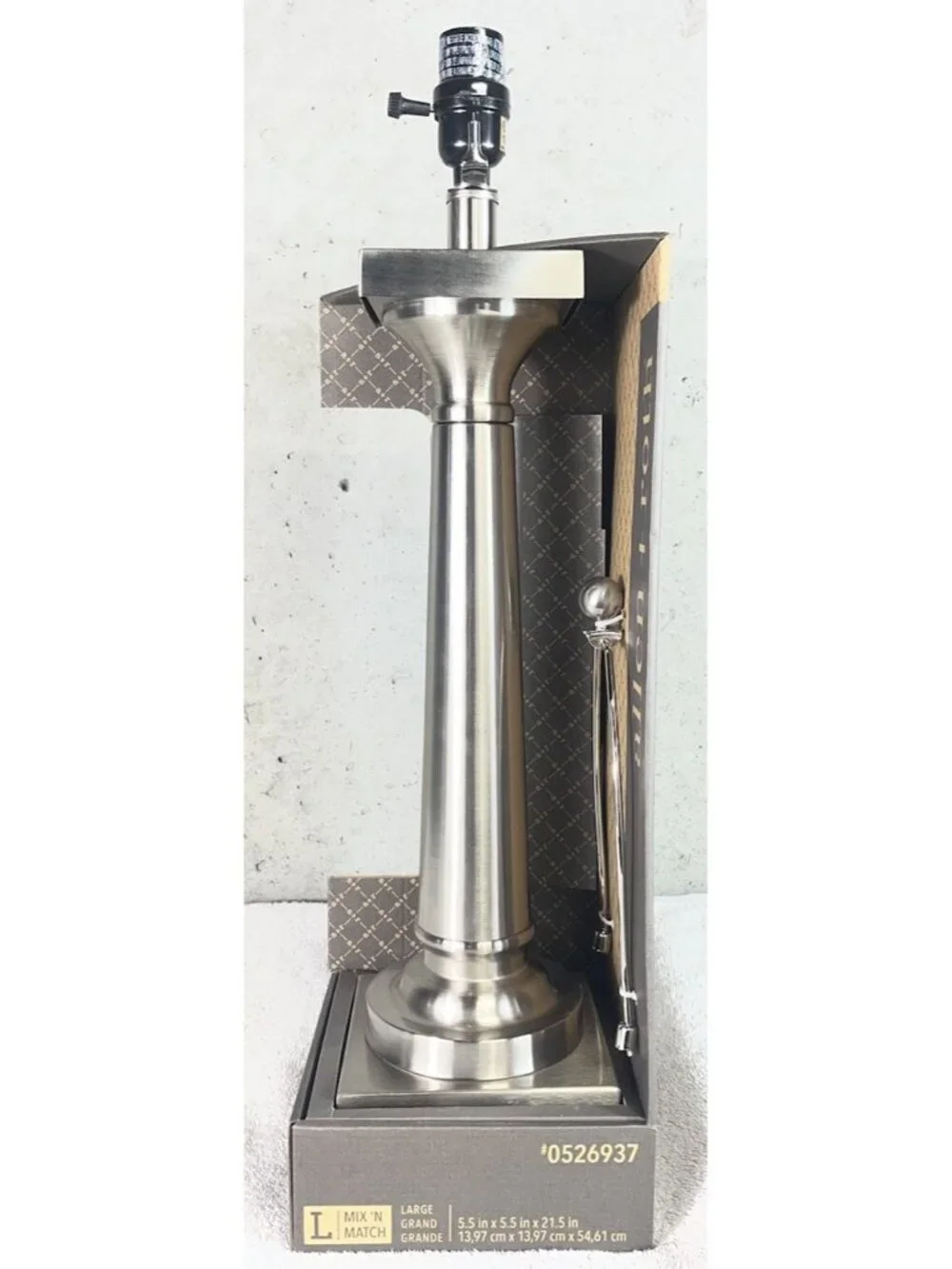 Allen + Roth Brushed Nickel 21.5” 3-Way Metal Table Lamp Base Modern Plug-In